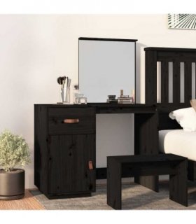 vidaXL Dressing Table Black 95x50x134 cm Solid Wood Pine