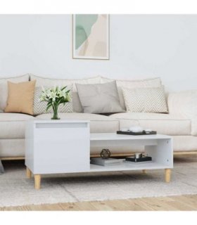 vidaXL Coffee Table High Gloss White 100x50x45 cm Engineered Wood