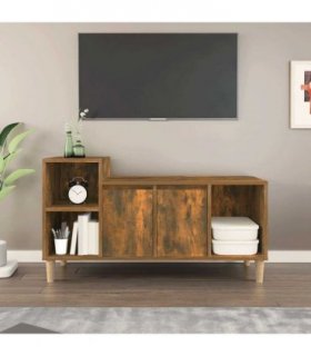 vidaXL TV Cabinet Smoked Oak 100x35x55 cm Engineered Wood