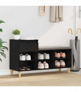 vidaXL Shoe Cabinet Black Oak 102 x 36 x 60 cm Engineered Wood