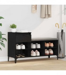 vidaXL Shoe Cabinet Black oak 102 x 36 x 60 cm Engineered wood — V0672035609
