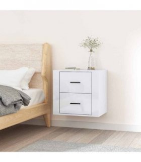 vidaXL Wall-mounted Bedside Cabinet High Gloss White 50x36x47 cm