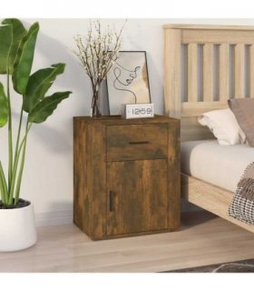 vidaXL Bedside Cabinet Smoked Oak 50x36x60 cm Engineered Wood — V0672035673