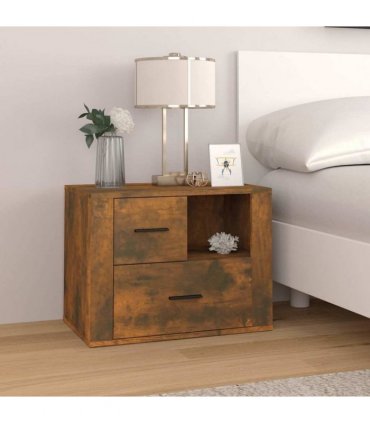 vidaXL Bedside Cabinet Smoked Oak 60x36x45 cm Engineered Wood