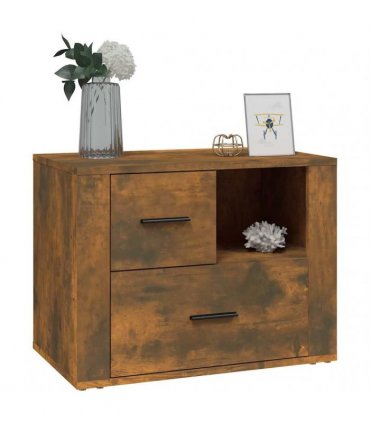 vidaXL Bedside Cabinet Smoked Oak 60x36x45 cm Engineered Wood