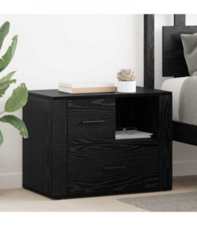 vidaXL Bedside Cabinet Black Oak 35 x 60 x 50 cm Engineered Wood