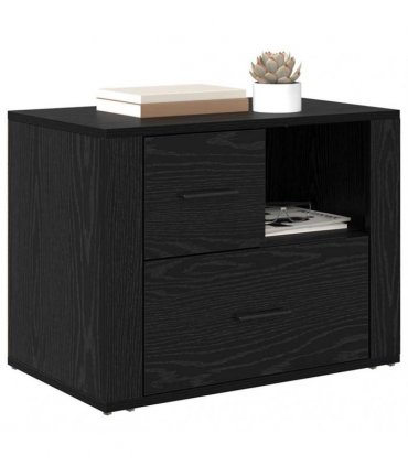 vidaXL Bedside Cabinet Black Oak 35 x 60 x 50 cm Engineered Wood