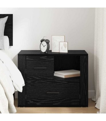 vidaXL Bedside Cabinet Black Oak 35 x 60 x 50 cm Engineered Wood