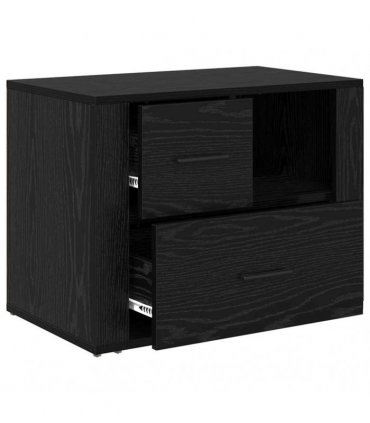 vidaXL Bedside Cabinet Black Oak 35 x 60 x 50 cm Engineered Wood