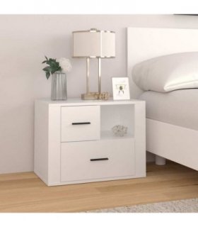 vidaXL Bedside Cabinet White 60x36x45 cm Engineered Wood