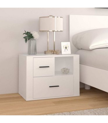 vidaXL Bedside Cabinet White 60x36x45 cm Engineered Wood