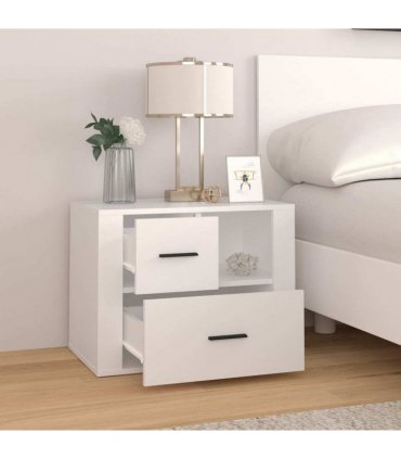 vidaXL Bedside Cabinet White 60x36x45 cm Engineered Wood