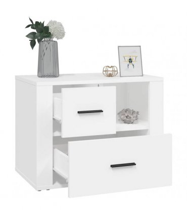 vidaXL Bedside Cabinet White 60x36x45 cm Engineered Wood