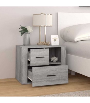 vidaXL Bedside Cabinet Grey Sonoma 60x36x45 cm Engineered Wood