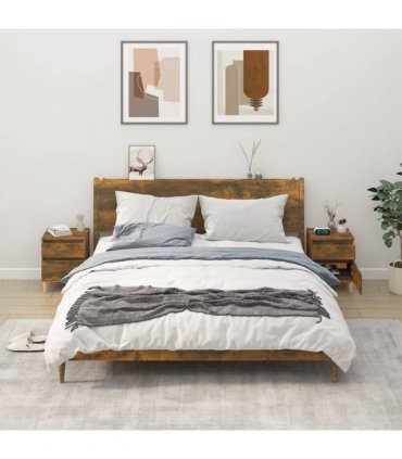 vidaXL Bedside Cabinets 2 pcs Smoked Oak 40x35x50 cm — V0672035772