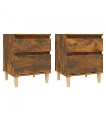 vidaXL Bedside Cabinets 2 pcs Smoked Oak 40x35x50 cm — V0672035772