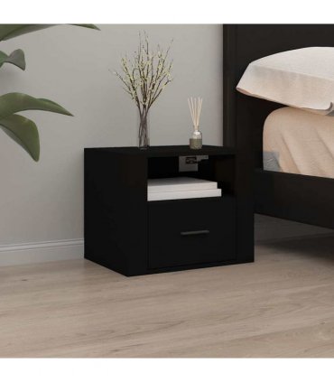 vidaXL Wall-mounted Bedside Cabinet Black 50x36x40 cm