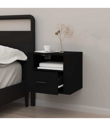 vidaXL Wall-mounted Bedside Cabinet Black 50x36x40 cm