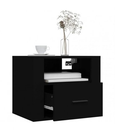 vidaXL Wall-mounted Bedside Cabinet Black 50x36x40 cm