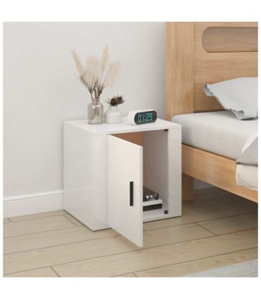 vidaXL Bedside Cabinet High Gloss White 50x39x47 cm
