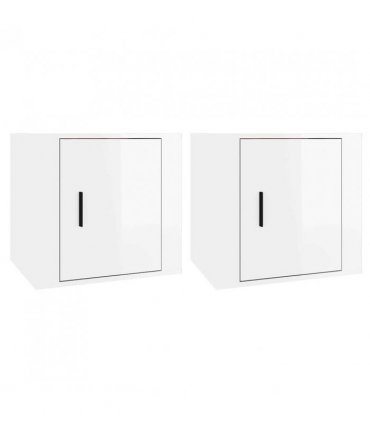 vidaXL Bedside Cabinets 2 pcs High Gloss White 50x39x47 cm