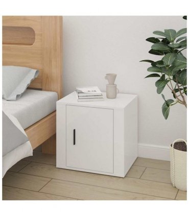 vidaXL Bedside Cabinets 2 pcs High Gloss White 50x39x47 cm