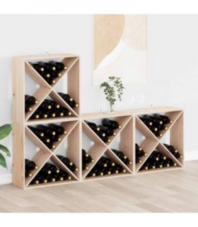 vidaXL Wine Rack 4 pcs Natural 62 x 25 x 62 cm Solid Pine Wood — Model: with 4 holes