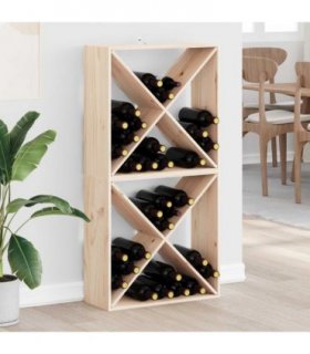 vidaXL Wine Rack 2 pcs Natural 62 x 25 x 62 cm Solid Pine Wood — Model: with 4 holes