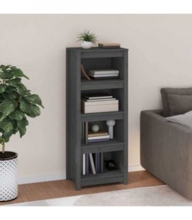 vidaXL Book Cabinet Grey 50x35x125.5 cm Solid Wood Pine