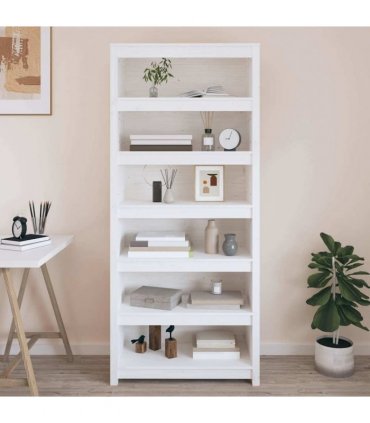 vidaXL Book Cabinet White 80x35x183 cm Solid Wood Pine
