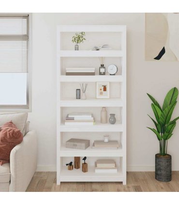 vidaXL Book Cabinet White 80x35x183 cm Solid Wood Pine
