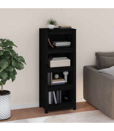 vidaXL Book Cabinet Black 50x35x125.5 cm Solid Wood Pine