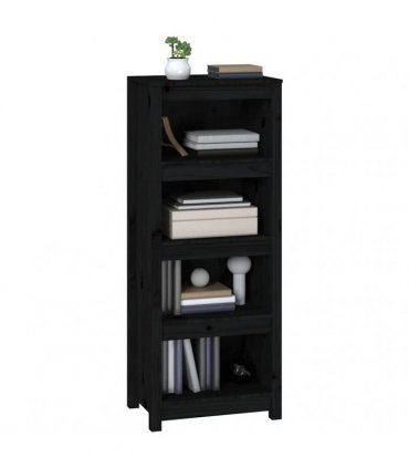 vidaXL Book Cabinet Black 50x35x125.5 cm Solid Wood Pine