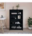 vidaXL Book Cabinet Black 80x35x126 cm Solid Wood Pine