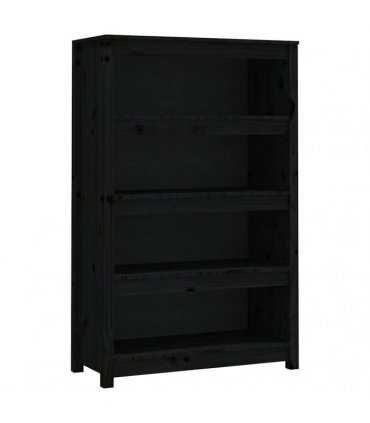 vidaXL Book Cabinet Black 80x35x126 cm Solid Wood Pine