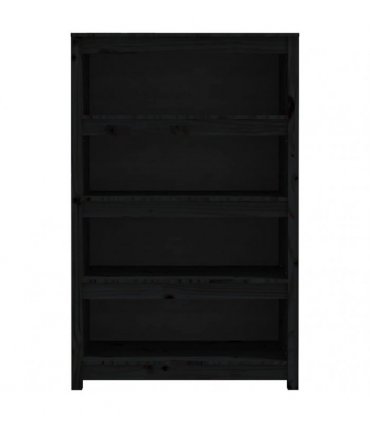 vidaXL Book Cabinet Black 80x35x126 cm Solid Wood Pine