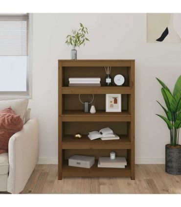 vidaXL Book Cabinet Honey Brown 80x35x126 cm Solid Wood Pine