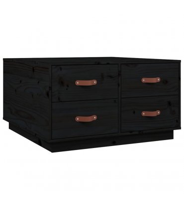 vidaXL Coffee Table Black 80x80x45 cm Solid Wood Pine
