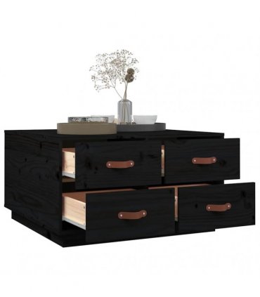 vidaXL Coffee Table Black 80x80x45 cm Solid Wood Pine