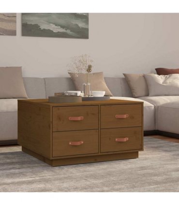 vidaXL Coffee Table Honey Brown 80x80x45 cm Solid Wood Pine