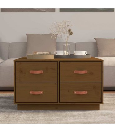 vidaXL Coffee Table Honey Brown 80x80x45 cm Solid Wood Pine