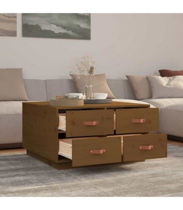 vidaXL Coffee Table Honey Brown 80x80x45 cm Solid Wood Pine