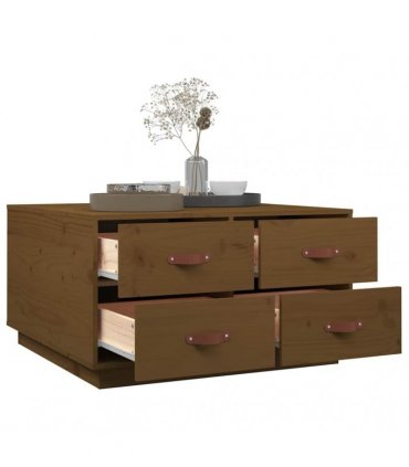 vidaXL Coffee Table Honey Brown 80x80x45 cm Solid Wood Pine