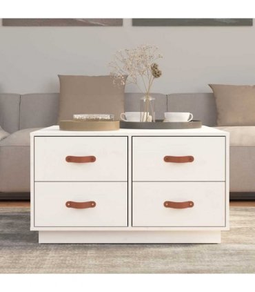 vidaXL Coffee Table White 80x80x45 cm Solid Wood Pine