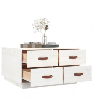 vidaXL Coffee Table White 80x80x45 cm Solid Wood Pine