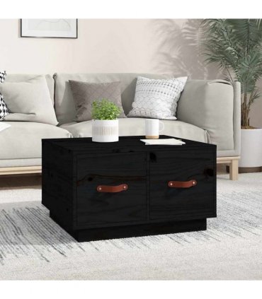 vidaXL Coffee Table Black 60x53x35 cm Solid Wood Pine