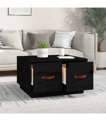 vidaXL Coffee Table Black 60x53x35 cm Solid Wood Pine