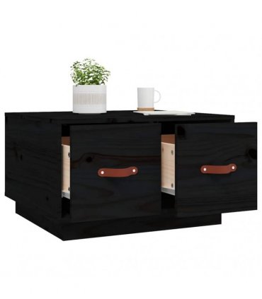 vidaXL Coffee Table Black 60x53x35 cm Solid Wood Pine