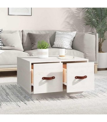 vidaXL Coffee Table White 60x53x35 cm Solid Wood Pine