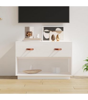 vidaXL TV Cabinet White 90x40x60 cm Solid Wood Pine